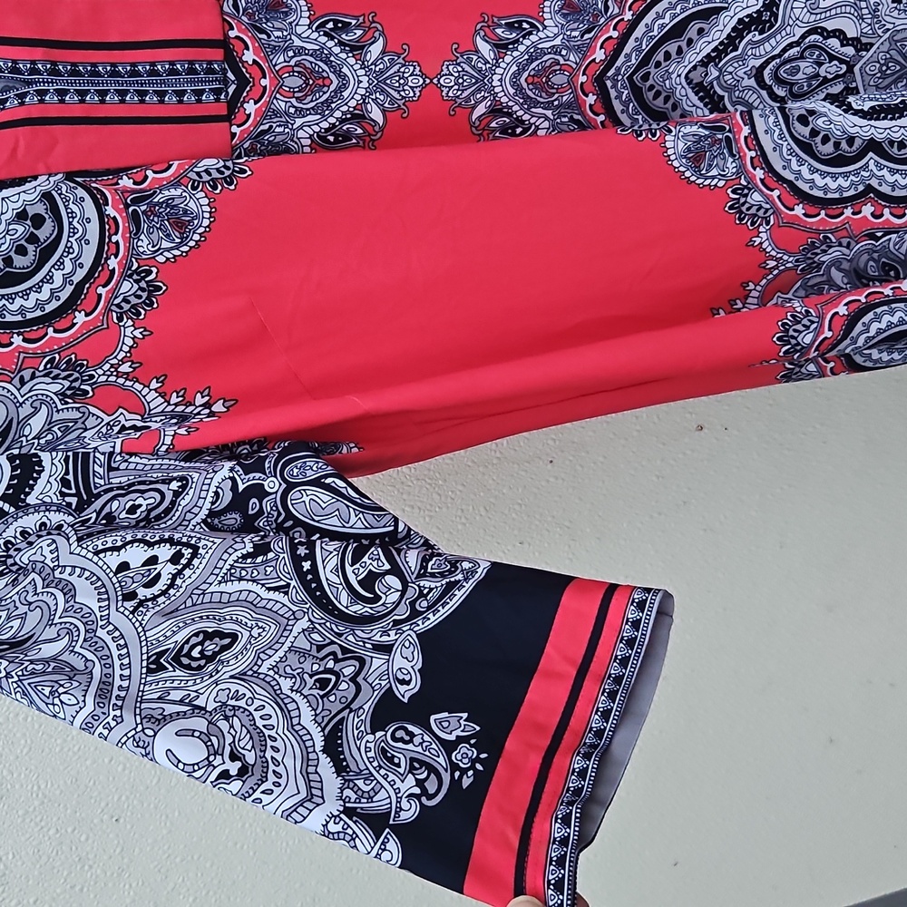 Sandra Darren Red and Blue Patterned Dress